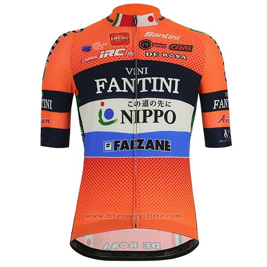 2019 Maillot Cyclisme Vini Fantini Orange Manches Courtes et Cuissard01